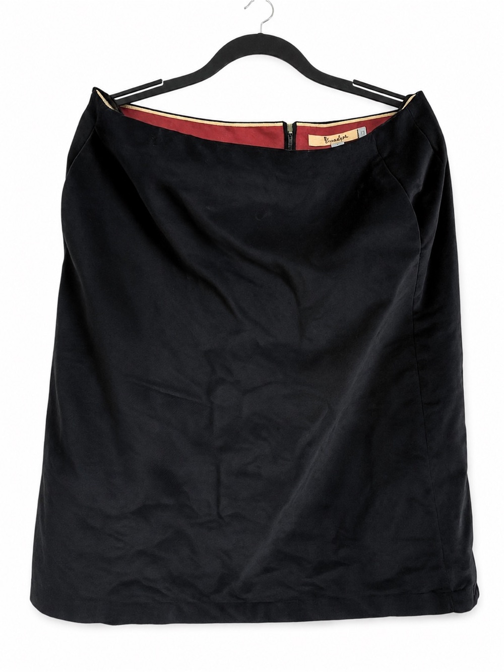 Boden Black Cotton Velvet Pencil Skirt UK 16L / US 12R Lined Classic